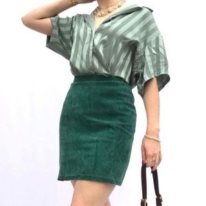 Teal Vintage Suede Mini Skirt